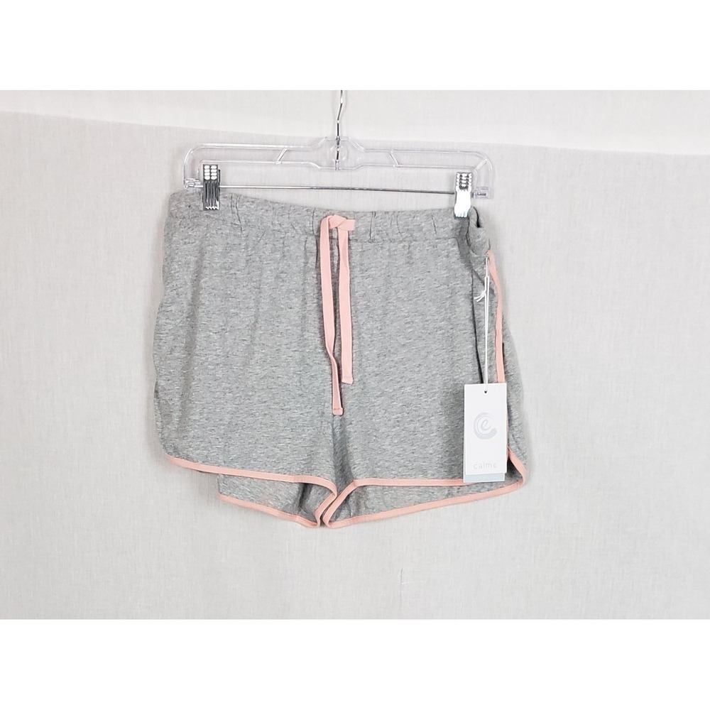 Johnny Was Calme Night Day Short Heather Grey Pink Trim Cotton Lounge Shorts‎ M